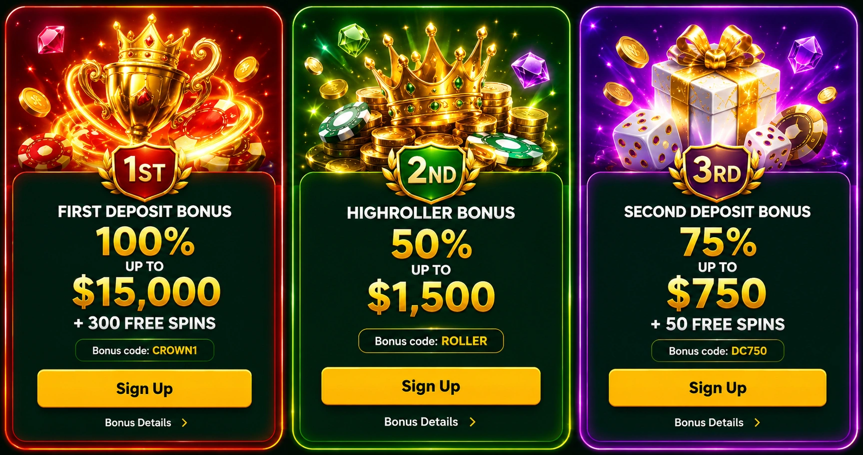Golden Crown welcome bonus and bonus codes