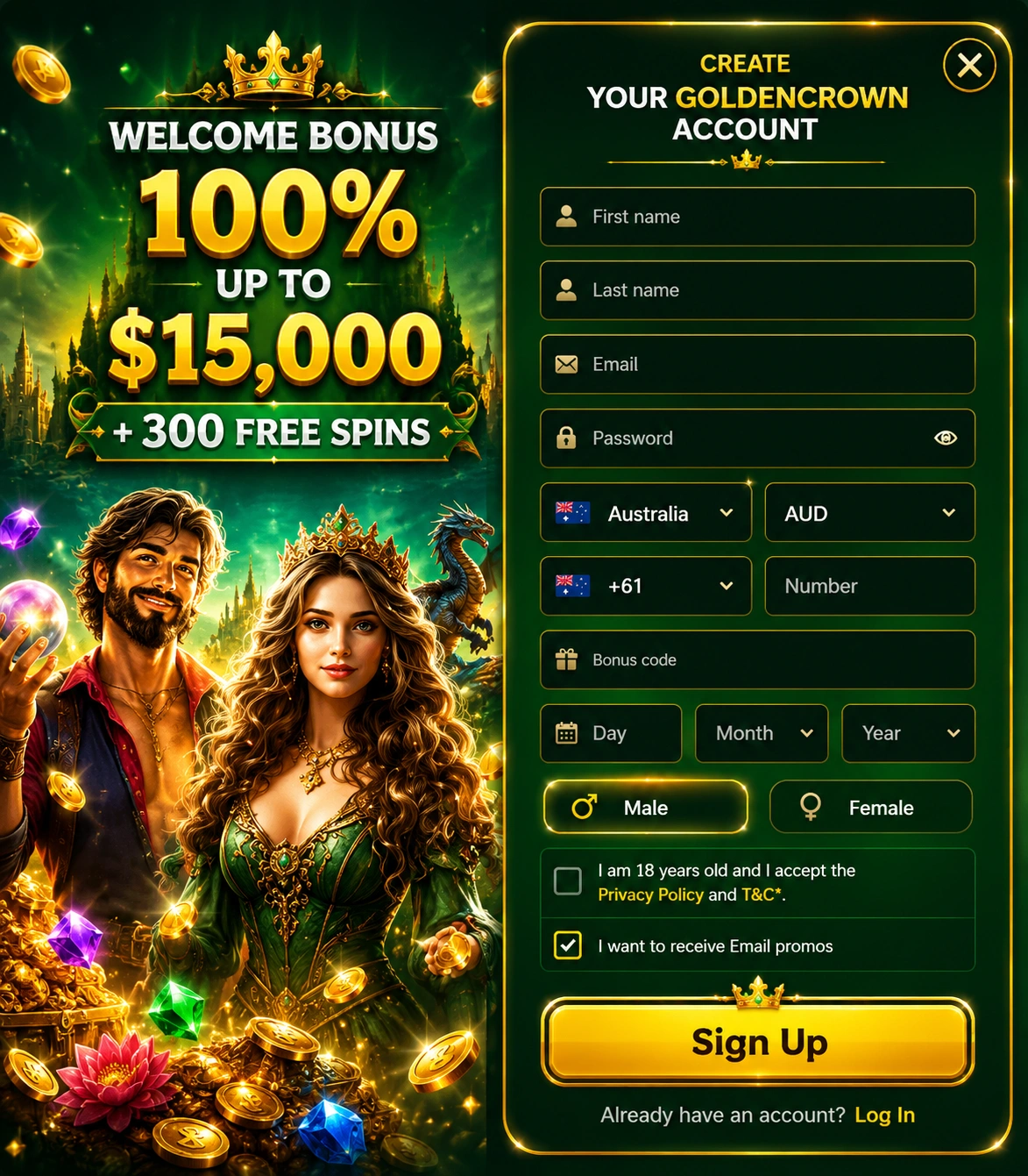 Golden Crown Casino login overview for Australian players